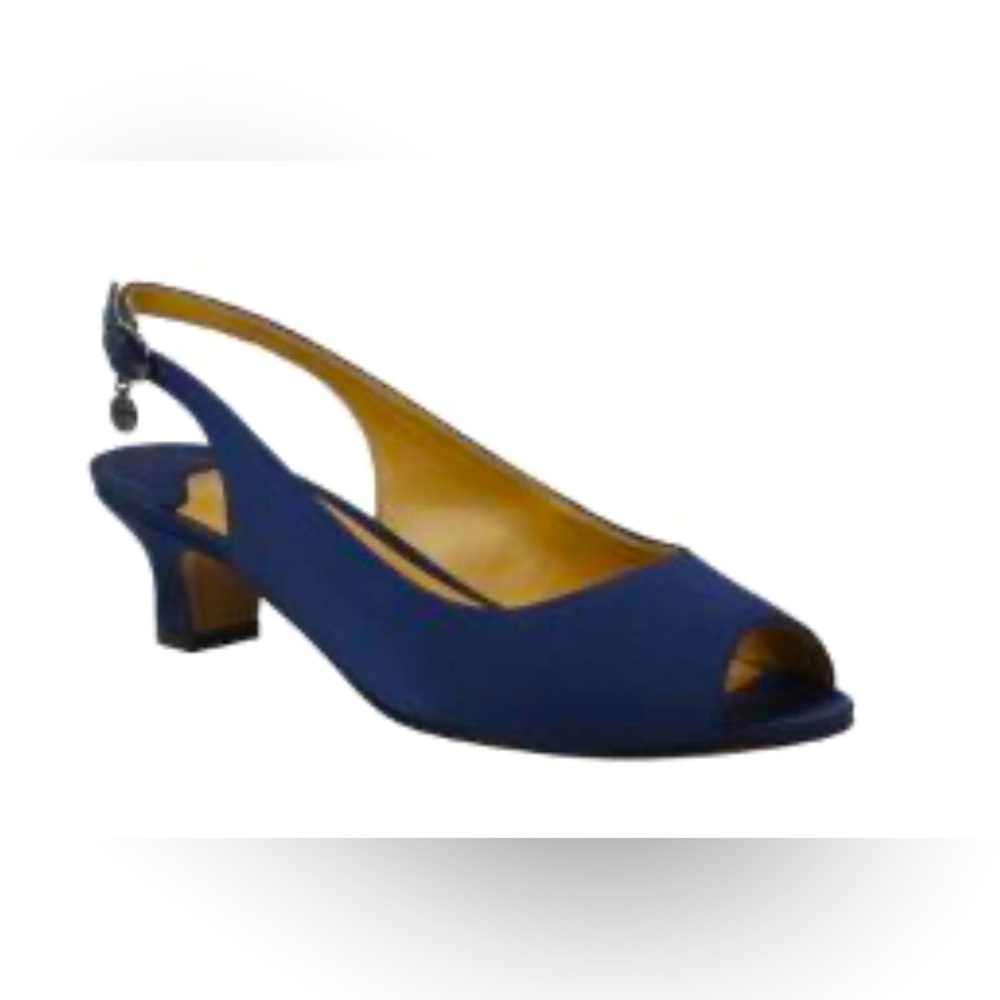 J. RENEÉ Jenvey Slingback Sandal in Navy Satin